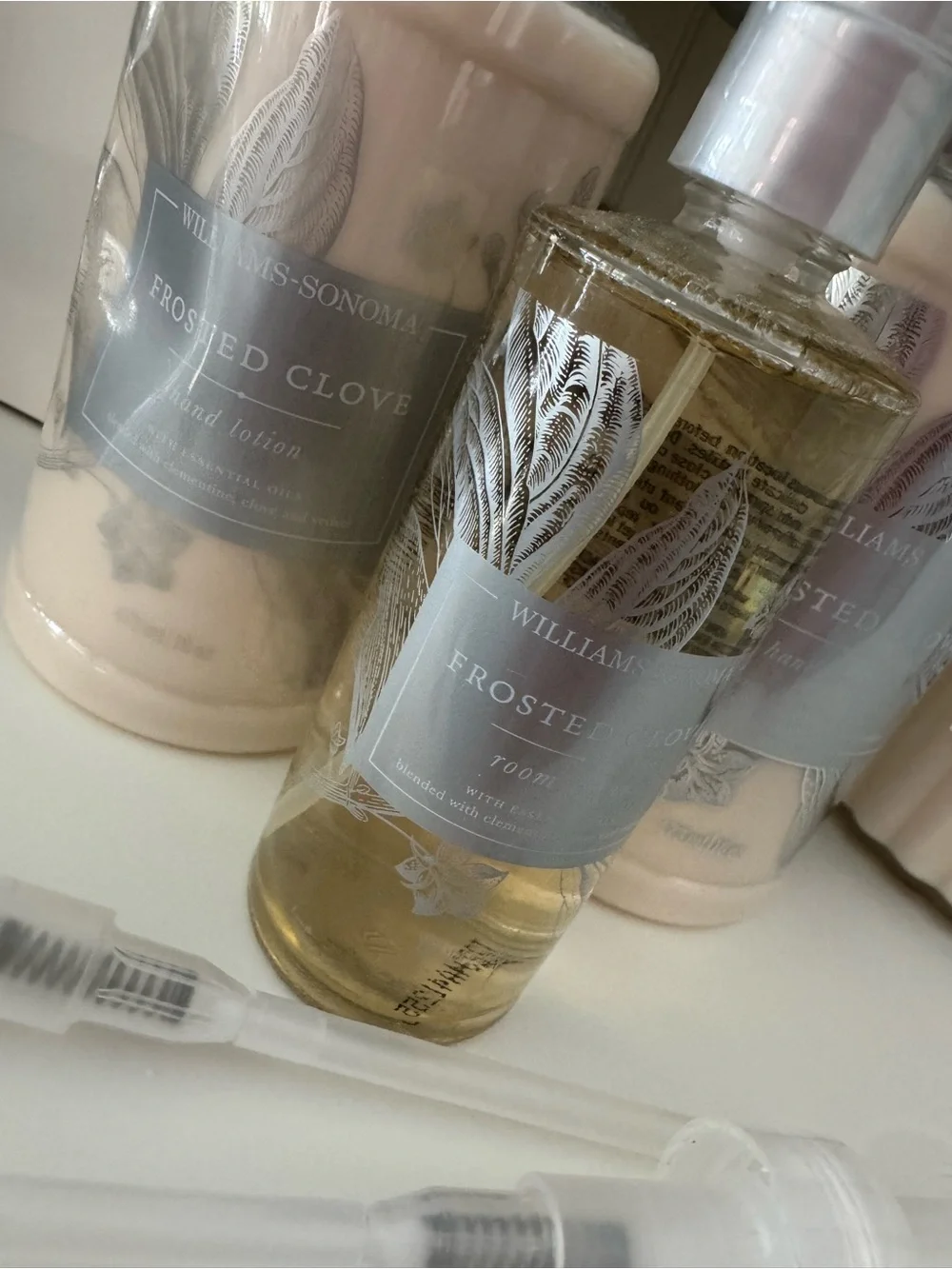 NWT Set/3 Williams Sonoma ~Frosted Clove~ Hand Lotion & Room Spray Set